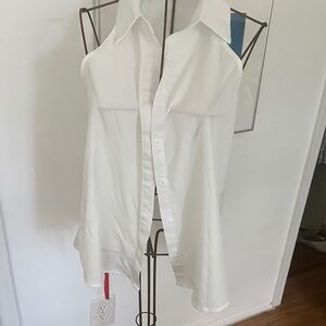 White Sleeveless Button-Up Shirt